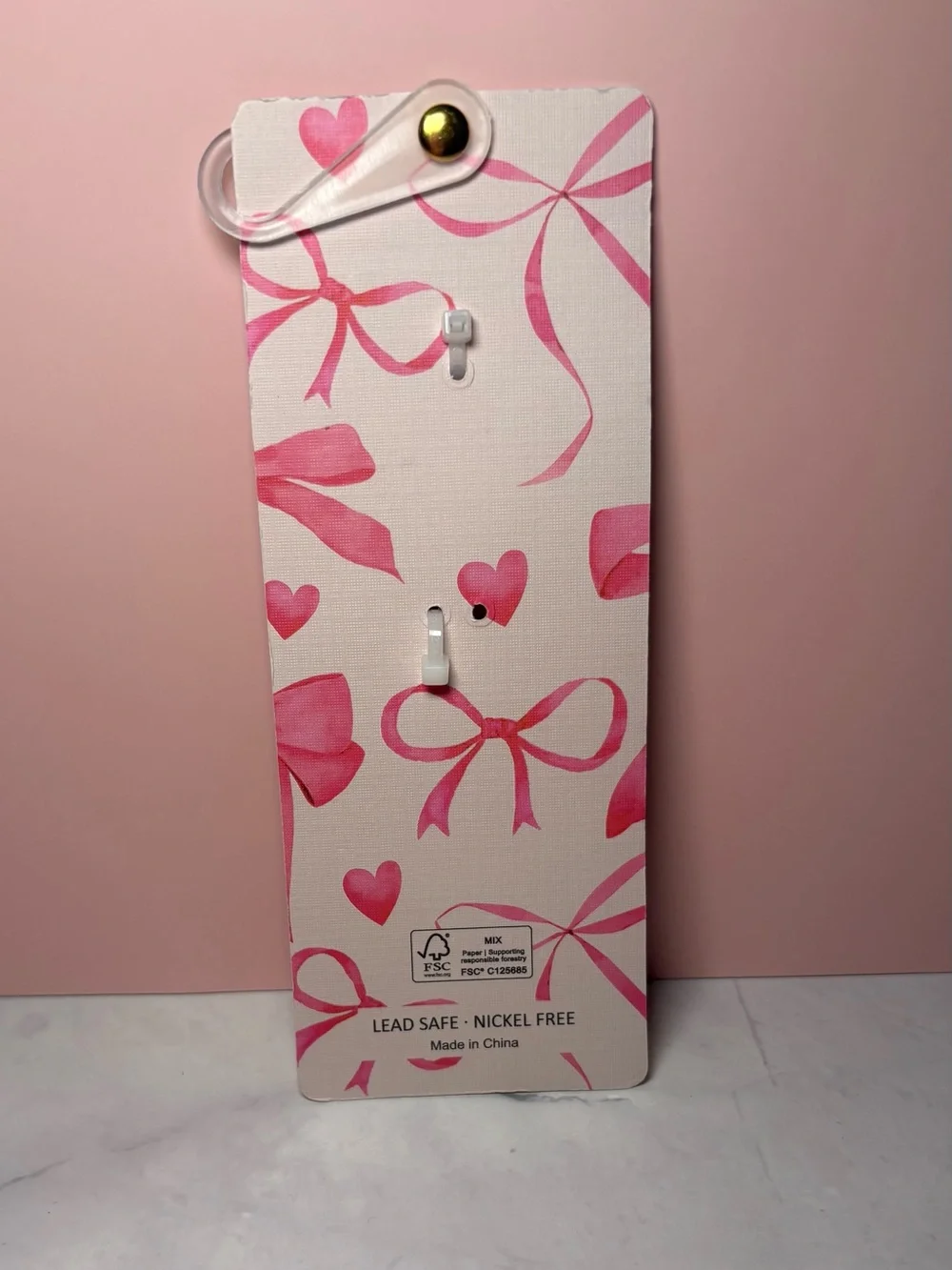 🎀 Piper K Pink Bow Pattern Bag Charm Key Chain